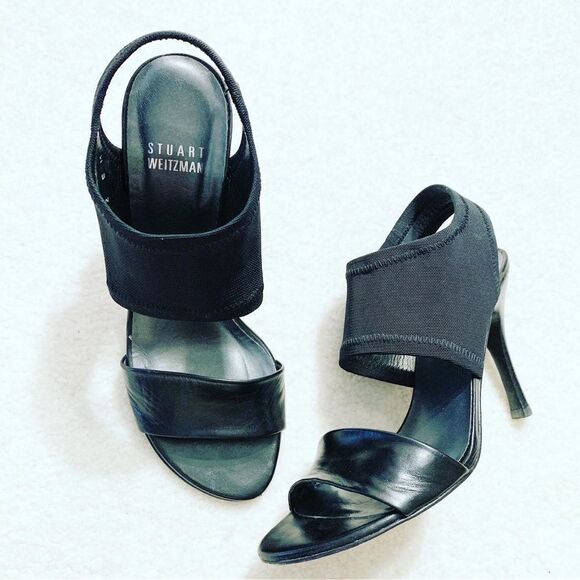 Stuart Weitzman black leather heels with straps - Picture 3 of 6